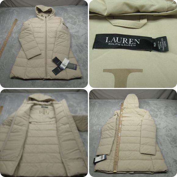 Ralph Lauren Down Jacket Womens Small Cream Packable Lightweight Parka NWD - Picture 1 of 16